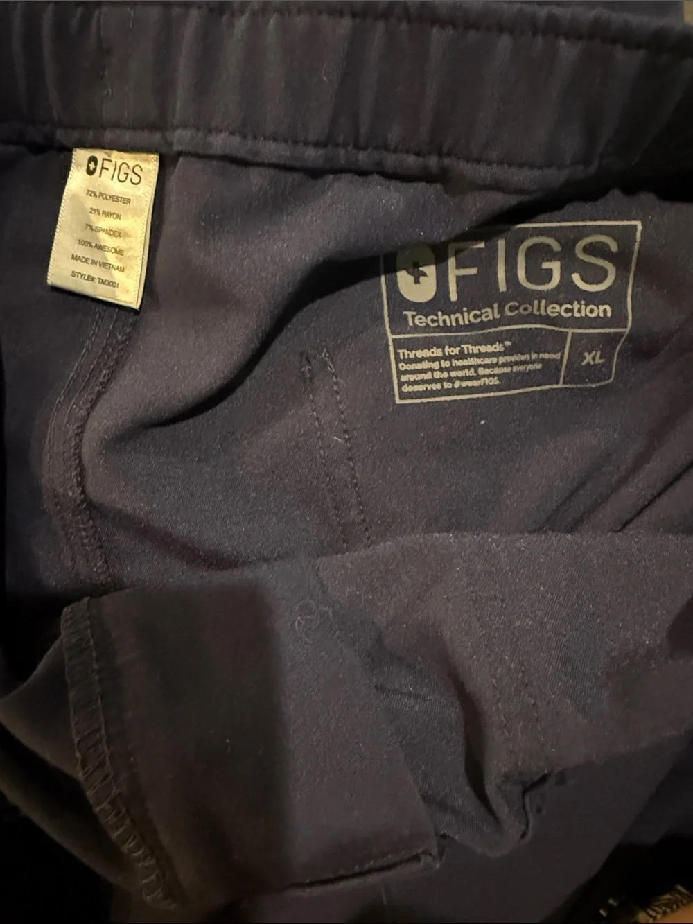 FIGS Men’s Navy Blue Cairo Cargo Straight-Leg Scrub Pants Size XL